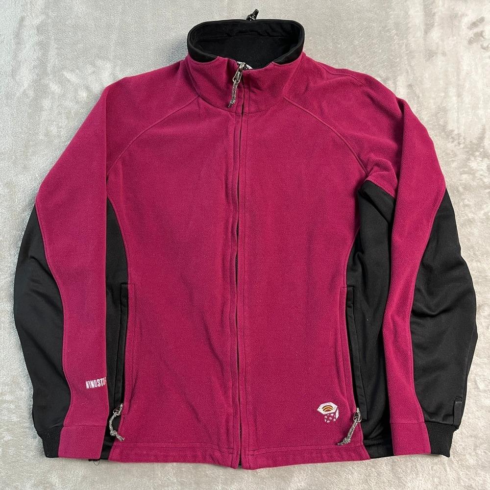 Mountain Hardwear Windstopper Fleece Jacket Pink Black Womens 10 Full Zip EUC